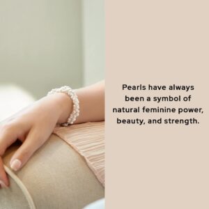 The Pearl Source 4-5mm Rice Shaped White Freshwater Pearl Bracelet for Women - Cultured Pearl Bracelet in 925 Sterling Silver with Genuine Cultured Pearls