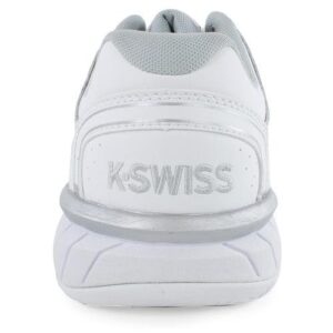 K-Swiss Women's Hypercourt Express Leather Tennis Shoe, White/Silver/Glacier Gray, 8 M