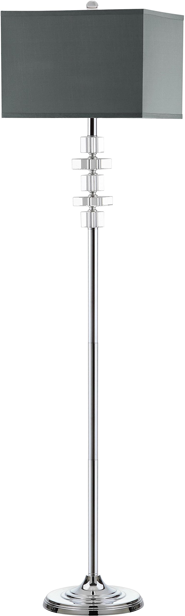 SAFAVIEH Lighting Collection Times Square Modern Clear Crystal/ Chrome 60-inch Living Room Bedroom Home Office Standing Floor Lamp (LED Bulb Included)