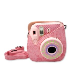 Cartoon PU Leather Shoulder Case with Free Shoulder Strap for Fujifilm Instax Mini 8 - Pink