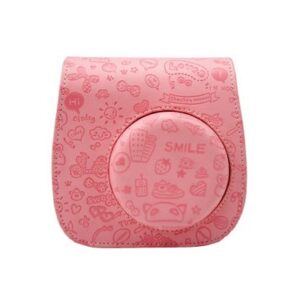 Cartoon PU Leather Shoulder Case with Free Shoulder Strap for Fujifilm Instax Mini 8 - Pink