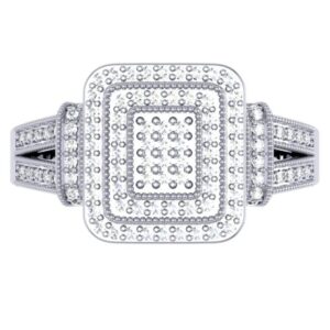 Dazzlingrock Collection 0.33 Carat (Cttw) Sterling Silver Round Diamond Women Split Shank Promise Ring 1/3 CT, Size 7