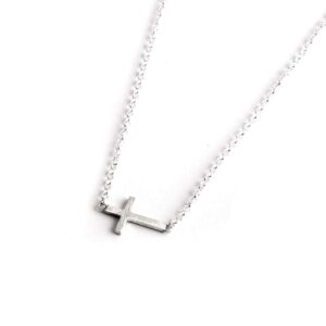 Dogeared Sterling Silver Faith Classic Sideways Cross Necklace, 16" Chain with 2.5" Extender Necklace for Women Gift for Girl - Gifts for Mom