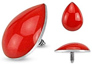 316l surgical steel internally threaded blood drop dermal top 14g