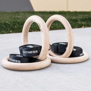 Rep Wood 14' Gymnastic Rings with Short Numbered Straps - Perfect for Cross-Training Workouts, Gymnastics and Conditioning - 1.11 inch FIG Specs