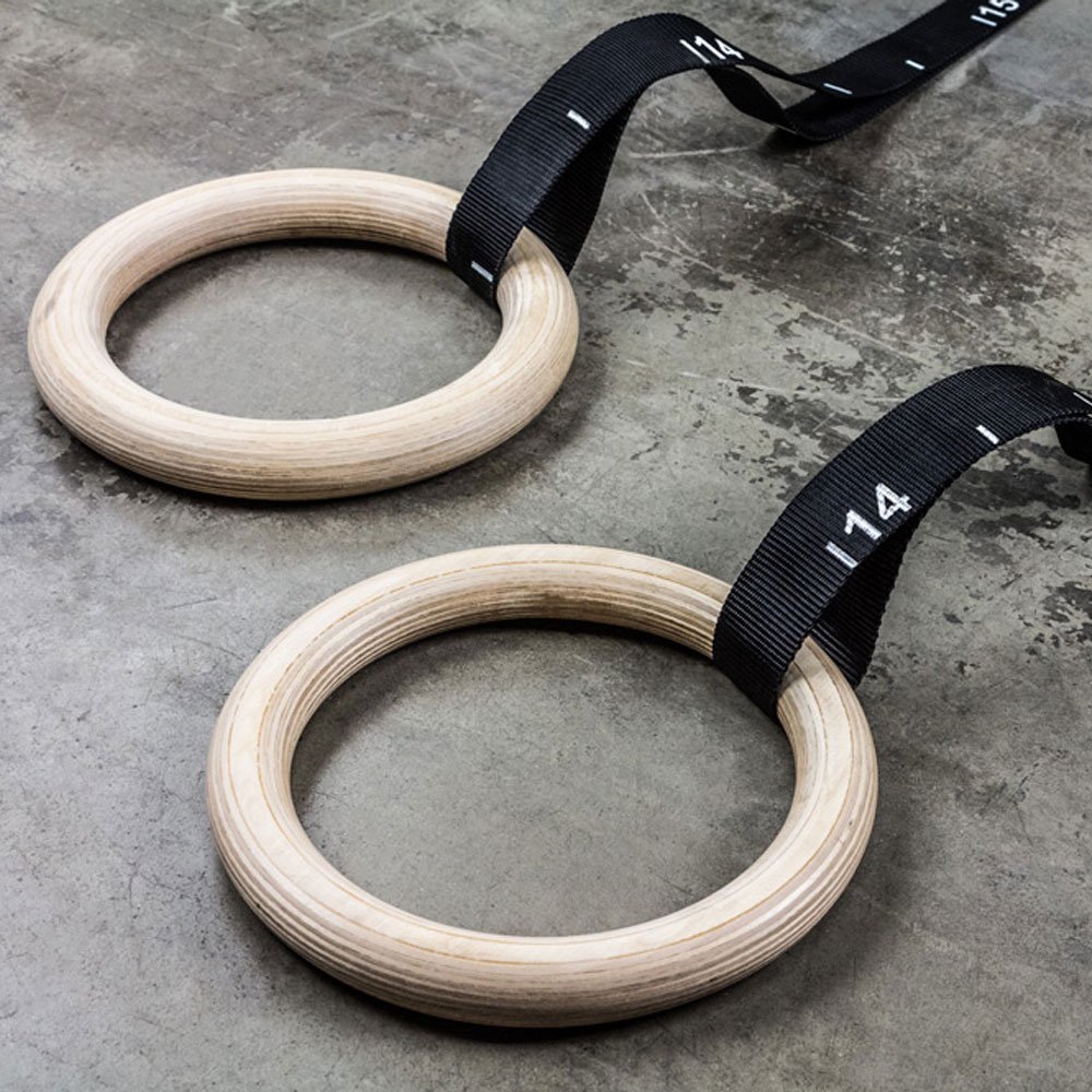 Rep Wood 14' Gymnastic Rings with Short Numbered Straps - Perfect for Cross-Training Workouts, Gymnastics and Conditioning - 1.11 inch FIG Specs