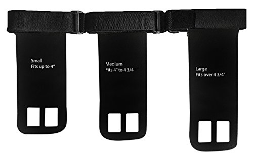 WODFitters Textured Leather Hand Grips for Cross Training, Kettlebells, Powerlifting, Chin Ups, Pull Ups, WODs & Gymnastics - with Grips Storage Pouch (Black, Small - Fits up to 4")