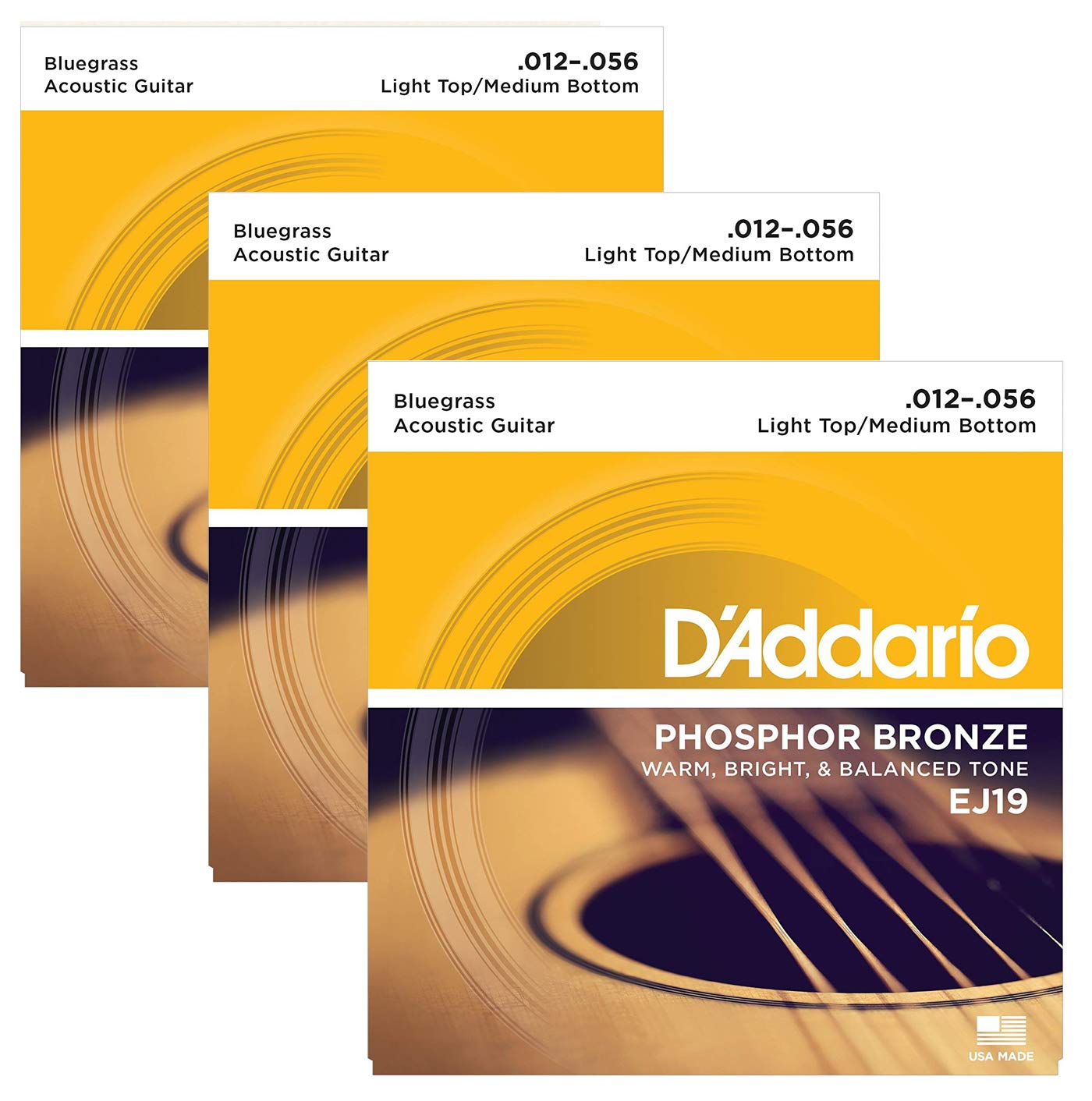 3 Sets| D'Addario EJ19 Acoustic Guitar Strings Light/Heavy