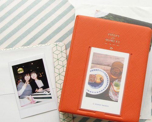 64 Pockets Colorful Fuji Instax Mini Book Style Photo Album Holder Card Holder for Fujiflim Instax Mini 7S Mini 8 Mini 25 Mini 50S Films - Orange