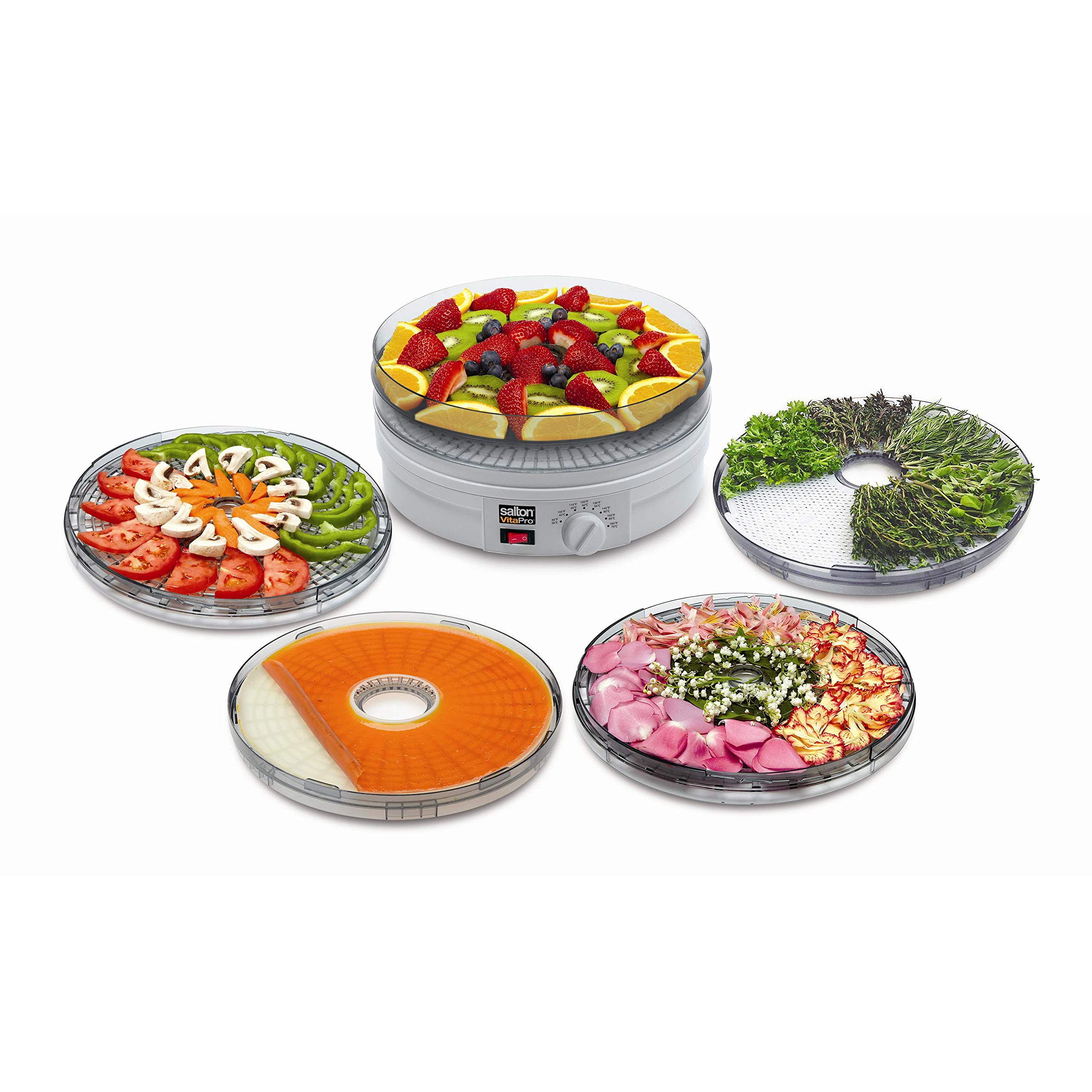 Salton VitaPro, Electric Preserver for Fruit, Jerky, Potpourri, Veget Food Dehydrator, 20 pounds, White (DH1454)