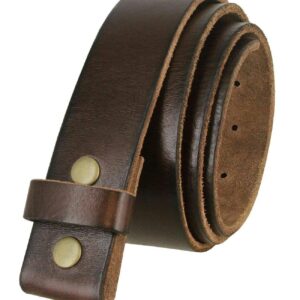 100% One-Piece Full Grain Leather Belt Strap with No Slot Hole 1-1/2"(38mm) Wide (Brown, 34)