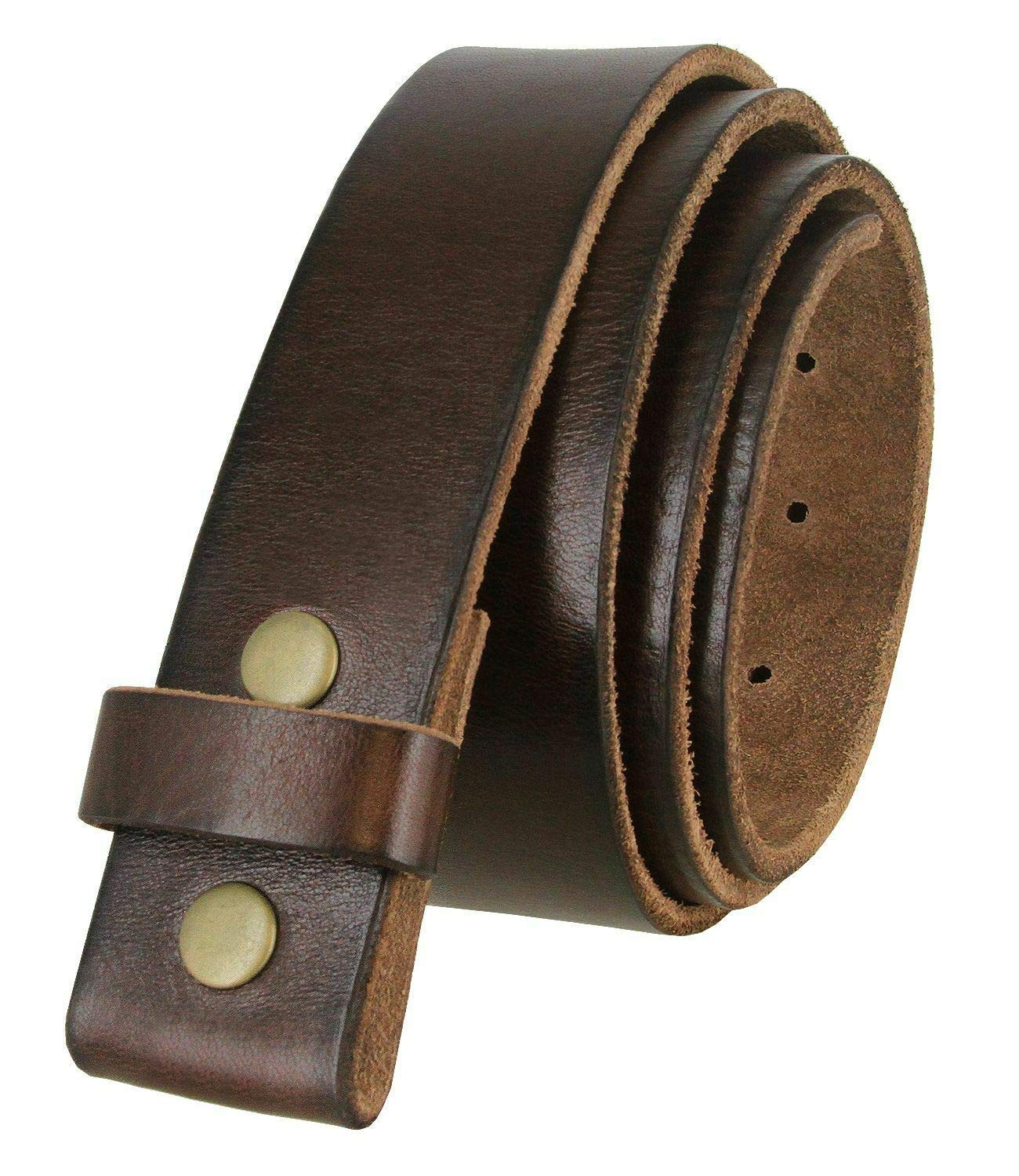 100% One-Piece Full Grain Leather Belt Strap with No Slot Hole 1-1/2"(38mm) Wide (Brown, 34)