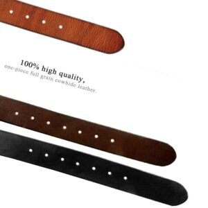 100% One-Piece Full Grain Leather Belt Strap with No Slot Hole 1-1/2"(38mm) Wide (Brown, 34)