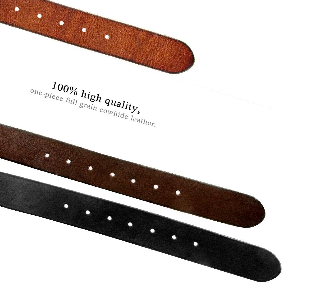 100% One-Piece Full Grain Leather Belt Strap with No Slot Hole 1-1/2"(38mm) Wide (Brown, 34)