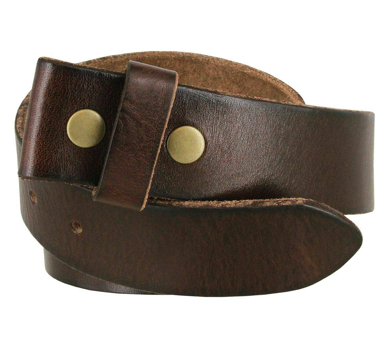 100% One-Piece Full Grain Leather Belt Strap with No Slot Hole 1-1/2"(38mm) Wide (Brown, 34)