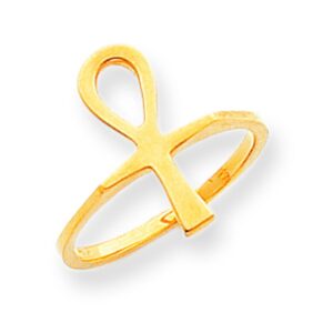 Dainty 10k Yellow Gold Egyptian Ankh Cross Ring (Size 7)