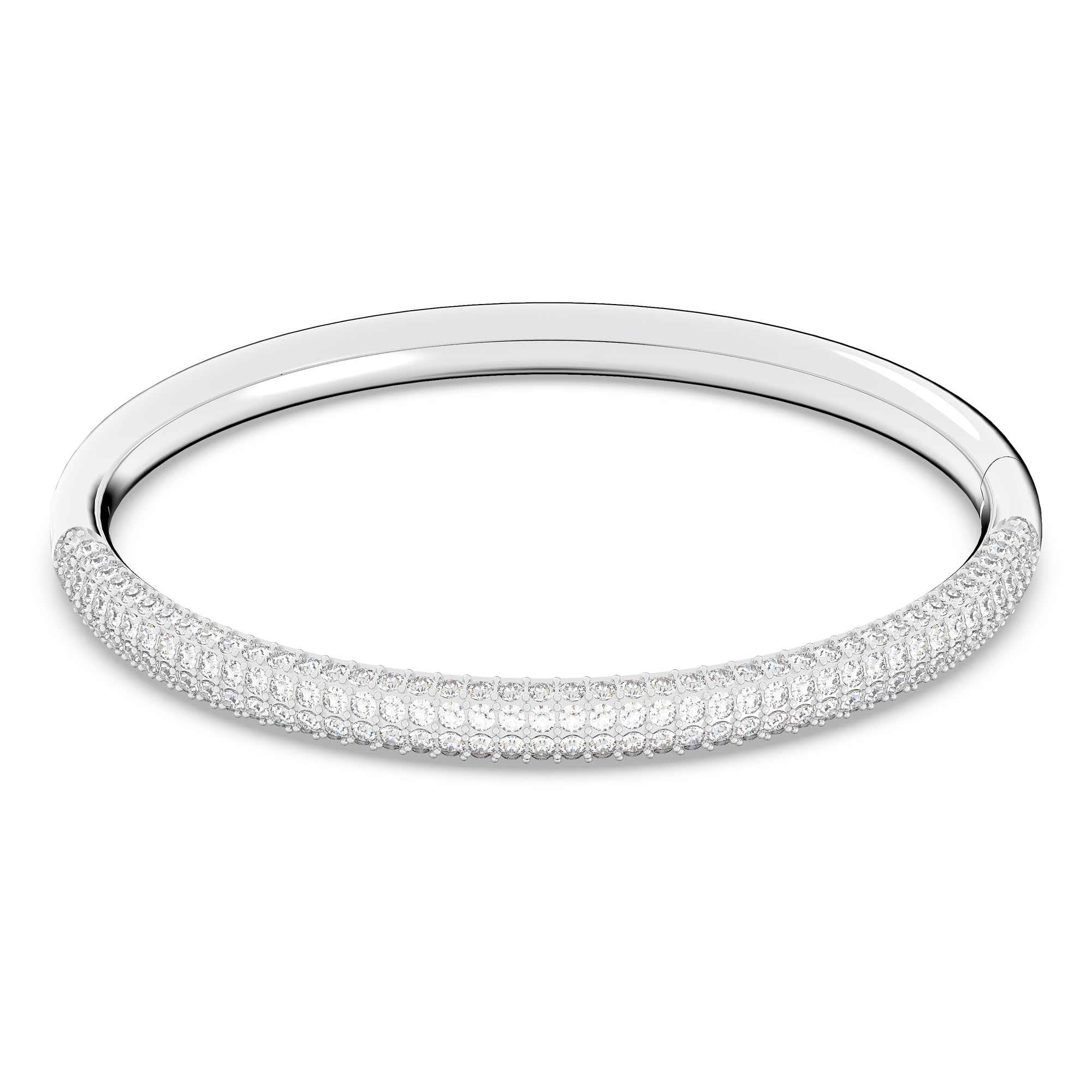 SWAROVSKI Dextera Women's Bangle Bracelet, Medium Bracelet with Clear Crystal Pavé on a Rhodium Finished Band with Hinge Closure