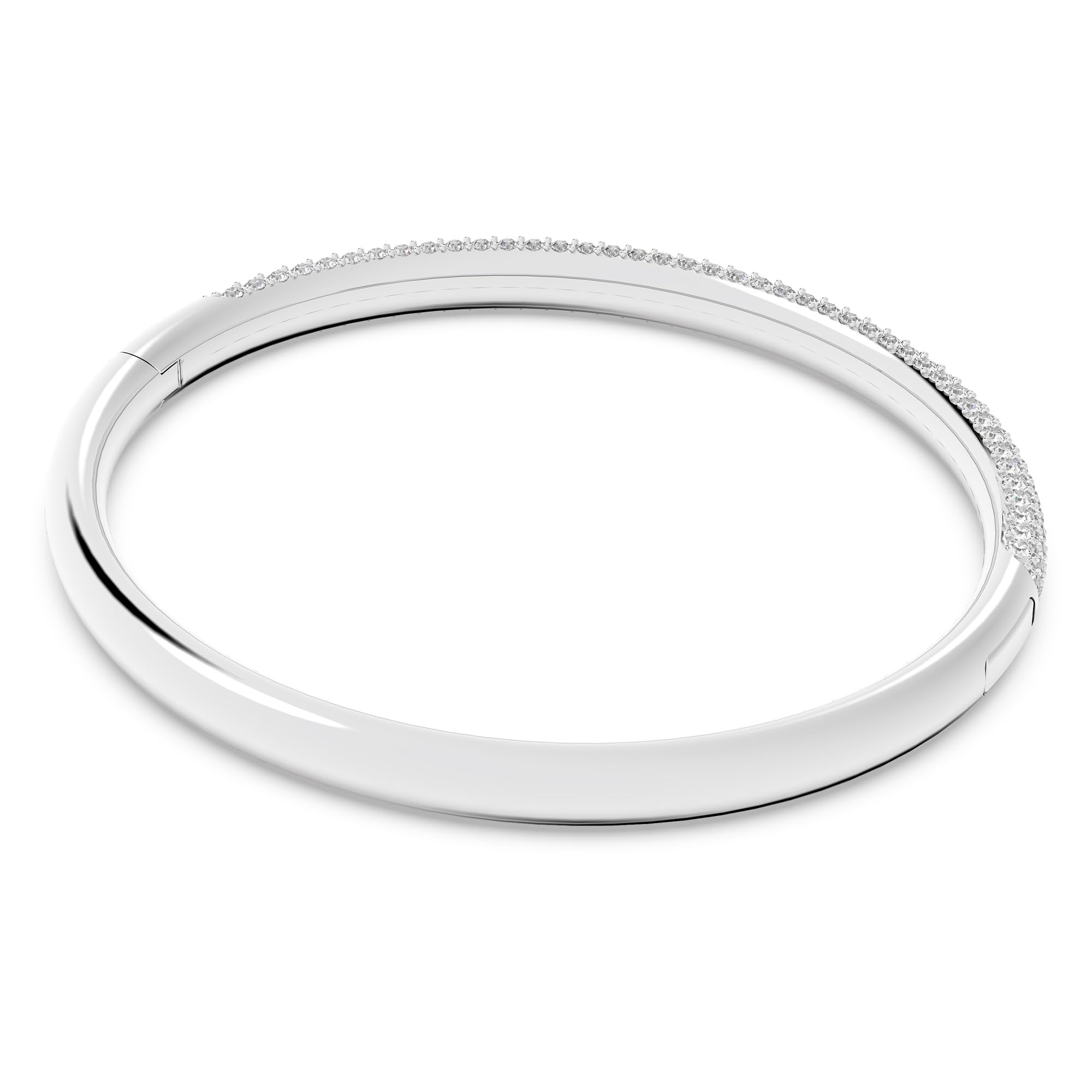 SWAROVSKI Dextera Women's Bangle Bracelet, Medium Bracelet with Clear Crystal Pavé on a Rhodium Finished Band with Hinge Closure