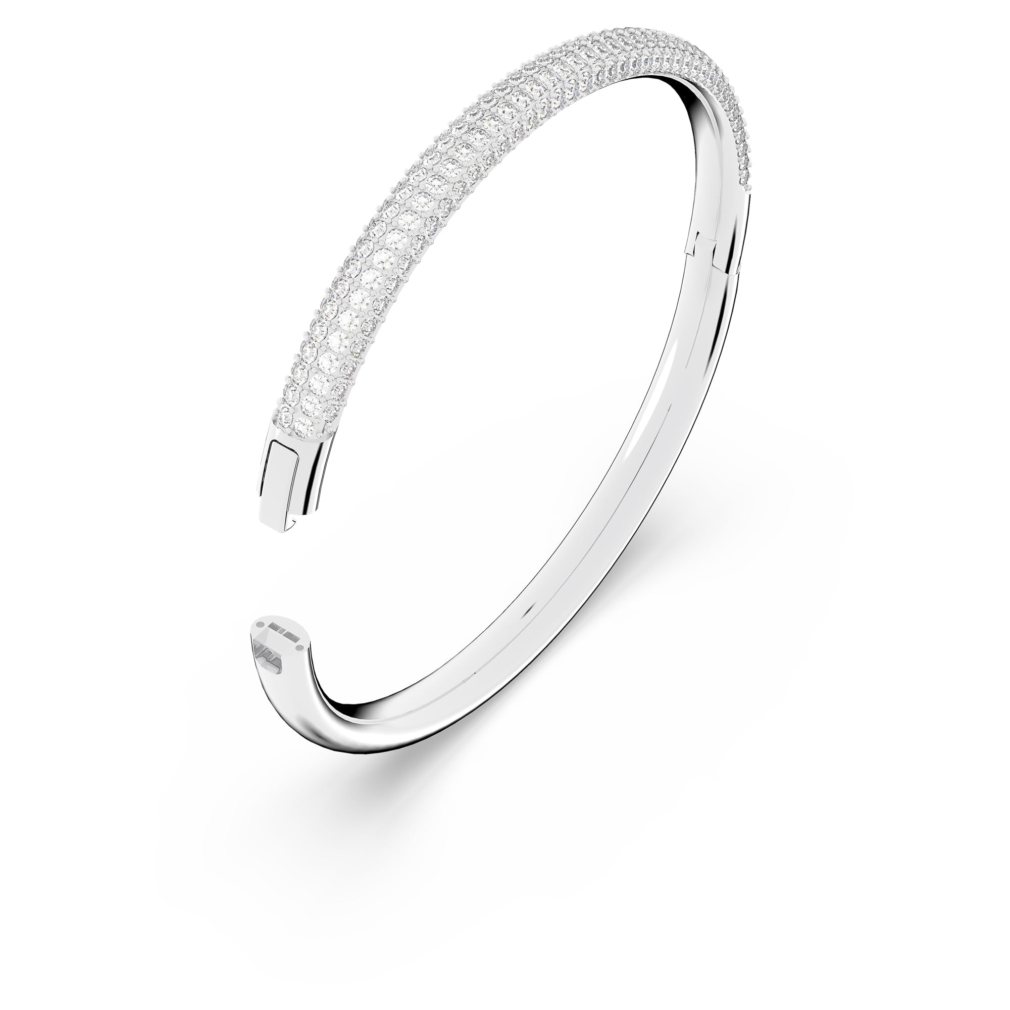 SWAROVSKI Dextera Women's Bangle Bracelet, Medium Bracelet with Clear Crystal Pavé on a Rhodium Finished Band with Hinge Closure