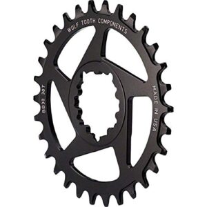 Wolf Tooth Direct Mount Round Mountain Bike Chainring for SRAM Cranks (34 Tooth, Drop-Stop A, 0mm Offset for BB30 Short Spindle cranks, MTB)