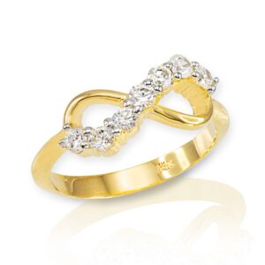 Dainty 10k Yellow Gold Halfway CZ Infinity Ring (Size 11)