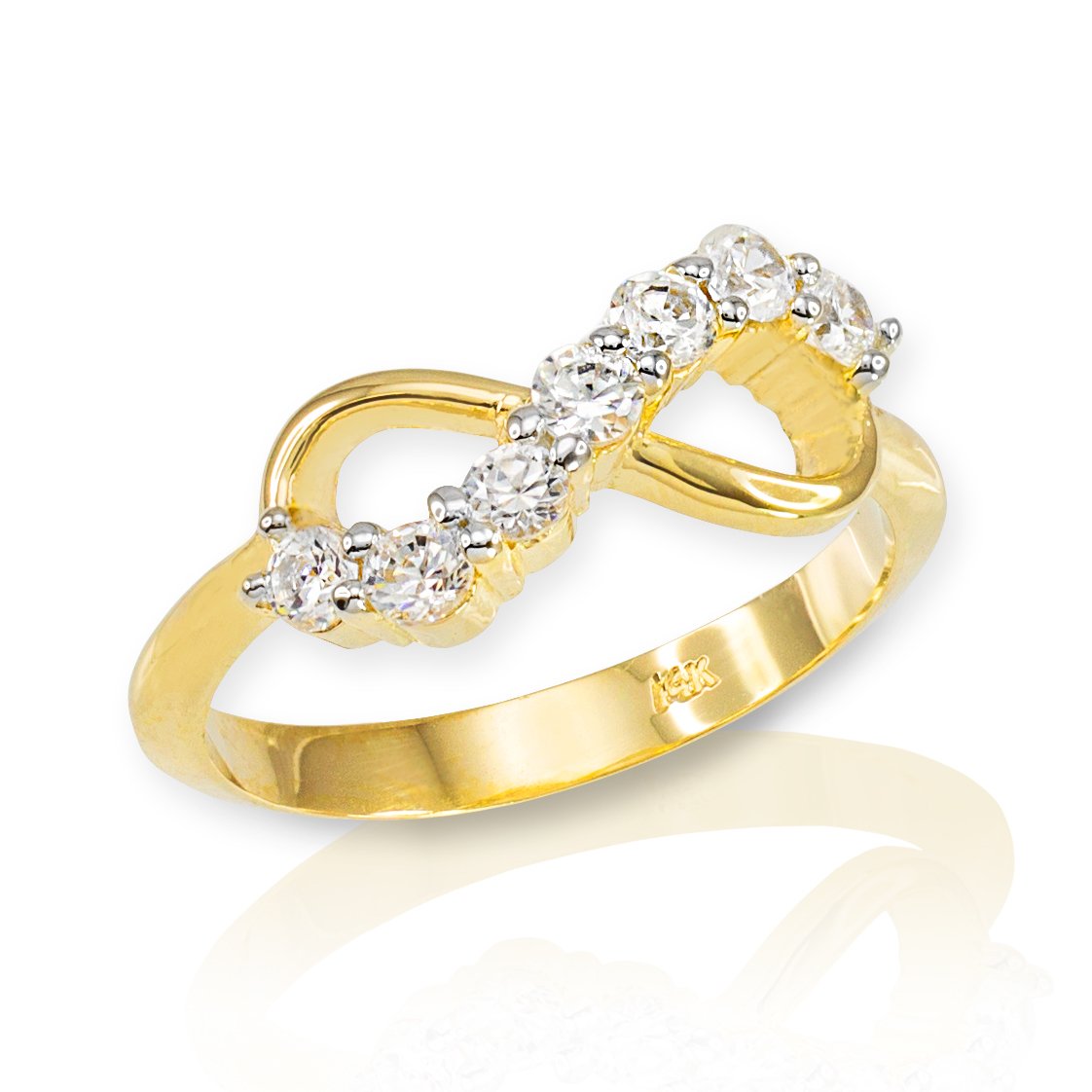 Dainty 10k Yellow Gold Halfway CZ Infinity Ring (Size 11)