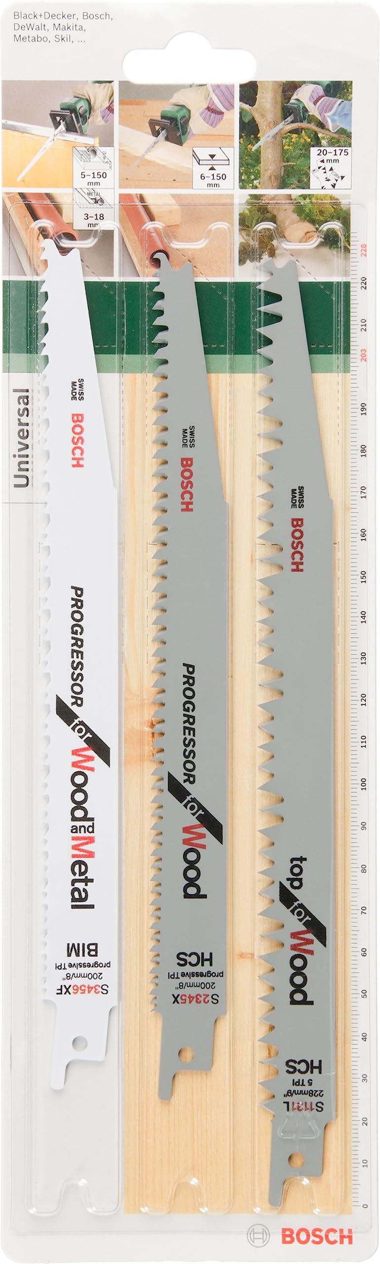 Bosch DIY 3tlg. Säbelsägeblatt-Set Wood and Metal zum Sägen in Holz und Metall