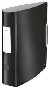 leitz 11080094 multifunction folder (a4, round back (8, 2 cm wide) elastic band closure, plastic, active style) satin black