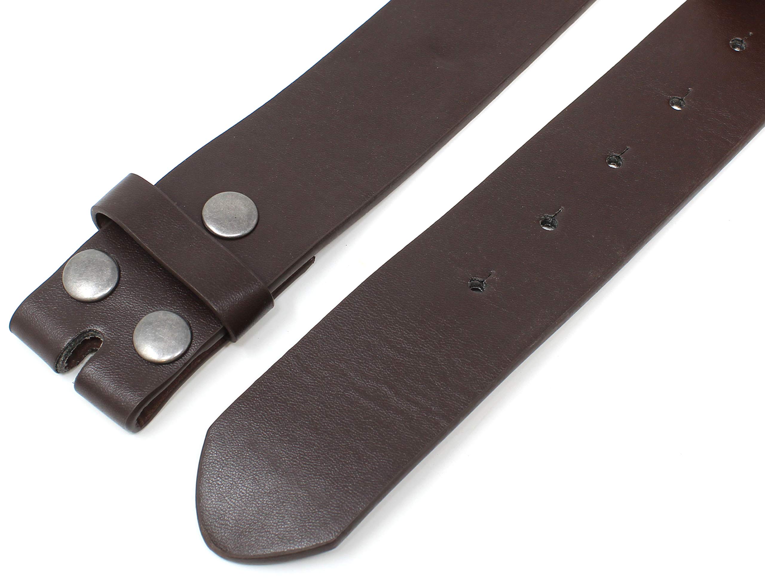 BC Belts Leather Belt Strap with Smooth Grain Finish 1.5" Wide with Snaps (Brown-M)