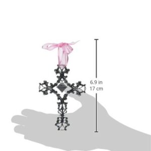 Cathedral Art (Abbey & CA Gift Bless This Child Pink Ribbon Baby Cross, 5-Inch High, Silver