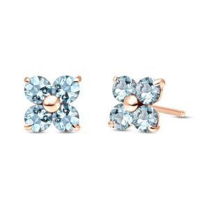 Galaxy Gold GG 14k Rose Gold Stud Earrings with Natural Aquamarines