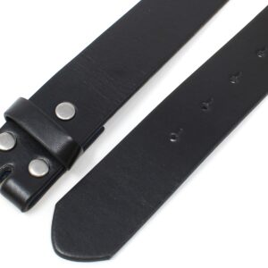 BC Belts Leather Belt Strap with Smooth Grain Finish 1.5" Wide with Snaps (Black-M)