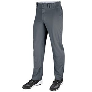 CHAMPRO Boys Open-Bottom Loose-Fit Baseball Pant with Adjustable Inseam and Reinforced Sliding Areas , Graphite, X-Small