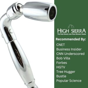 High Sierra Showerheads® - Solid Metal Handheld Shower Head with Pressure and Flow Control Valve - Low-Flow 1.8 GPM - Chrome