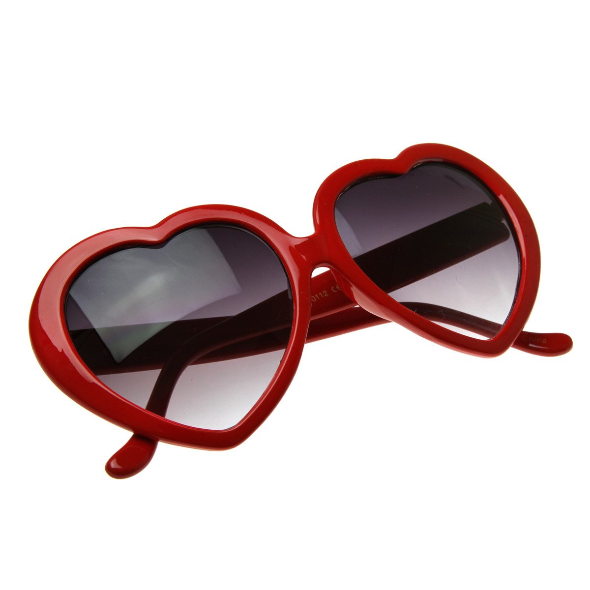 zeroUV Large Oversized Womens Heart Shaped Sunglasses Cute Love Fashion Eyewear (Red)