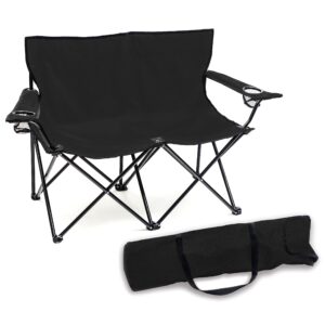 trademark innovations loveseat style double camp chair, 40" l x 22" w x 31.5" h,polyester, black