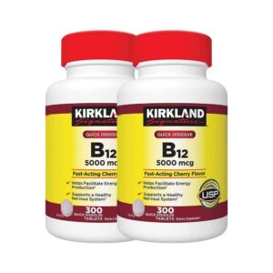 kirkland signature b-12 5000 mcg, 300 tablets (2 pack)