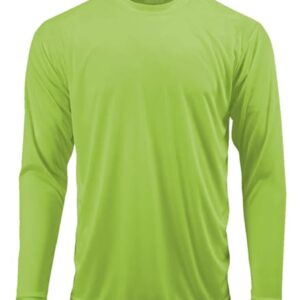 Joe's USA DRI-Equip Long Sleeve Moisture Wicking Athletic Shirt | Large-Lime Shock