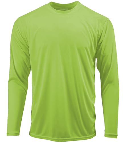 Joe's USA DRI-Equip Long Sleeve Moisture Wicking Athletic Shirt | Large-Lime Shock