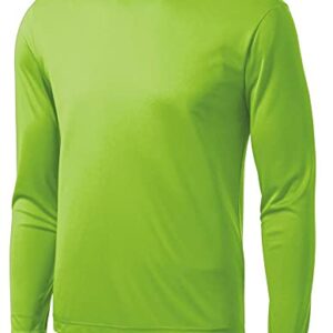 Joe's USA DRI-Equip Long Sleeve Moisture Wicking Athletic Shirt | Large-Lime Shock