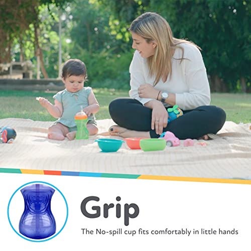 Nuby No-Spill Sippy Cup with Flex Straw for Boys - (3-Pack) 10-Ounce Bottles - Training Sippy Cups for Toddlers 12+ Months