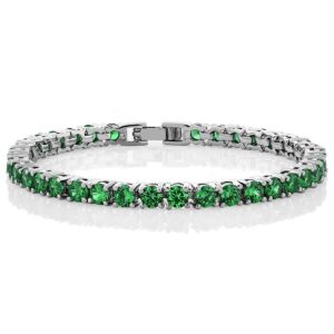 Gem Stone King 10.00 Ct Round Green Color Cubic Zirconia CZ Tennis Bracelet for Women 7 Inch