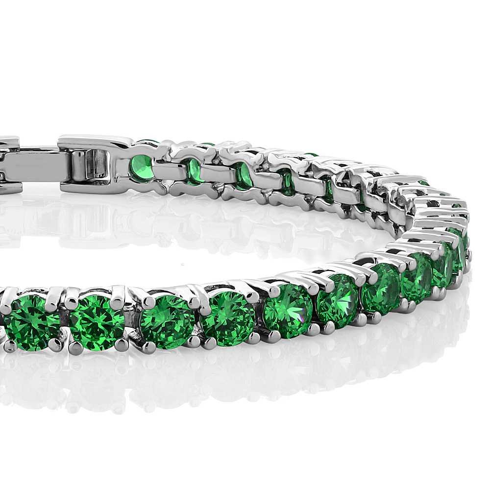 Gem Stone King 10.00 Ct Round Green Color Cubic Zirconia CZ Tennis Bracelet for Women 7 Inch