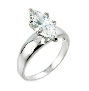 cz engagement rings 925 sterling silver six-prong solitaire marquise (5.75)