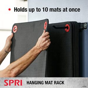 SPRI Hanging Exercise Mat Wall-Mounted Rack Hanging Exercise Mats, Black