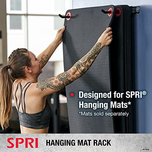 SPRI Hanging Exercise Mat Wall-Mounted Rack Hanging Exercise Mats, Black