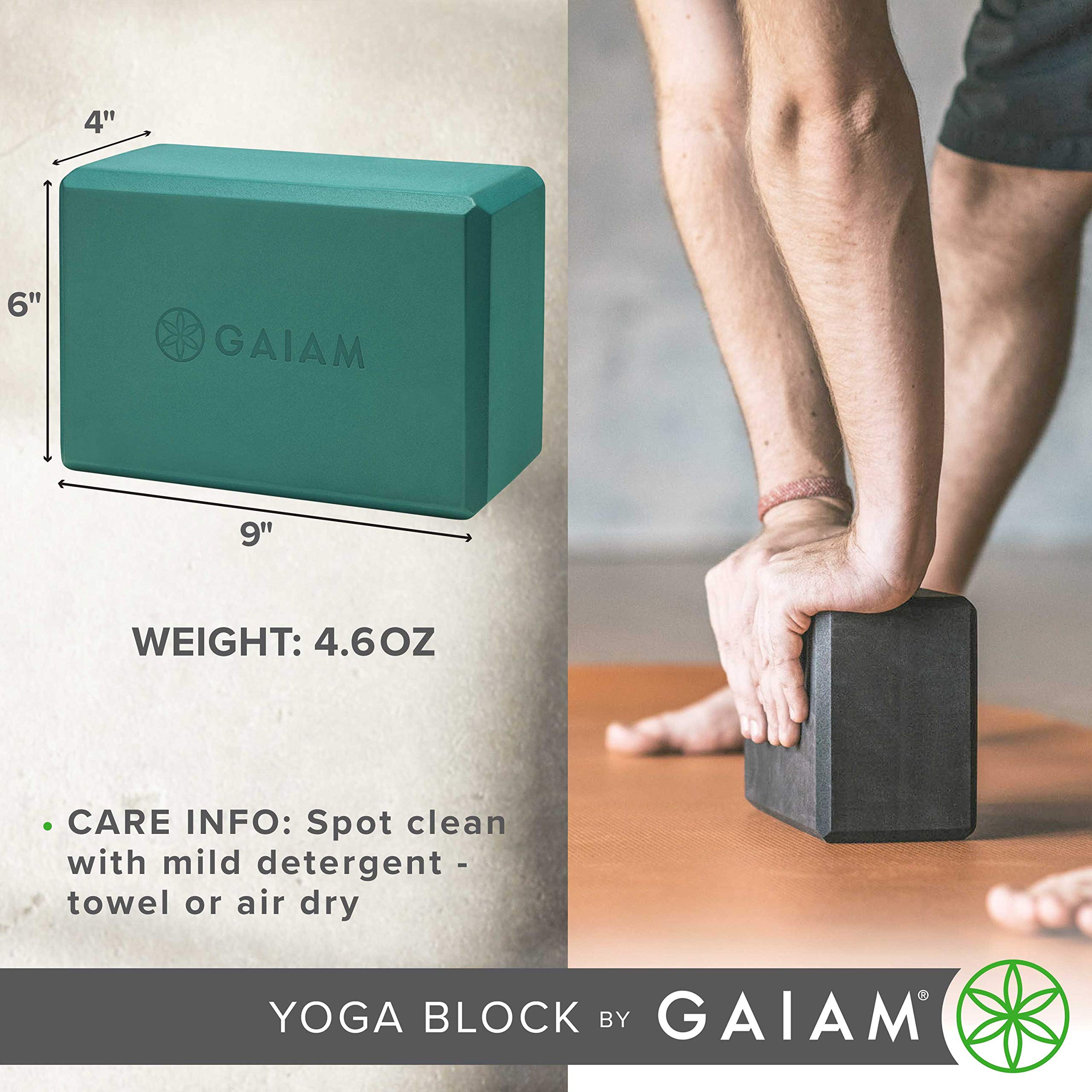 Gaiam Yoga Block - Supportive Latex-Free EVA Foam Soft Non-Slip Surface for Yoga, Pilates, Meditation, Storm Gray