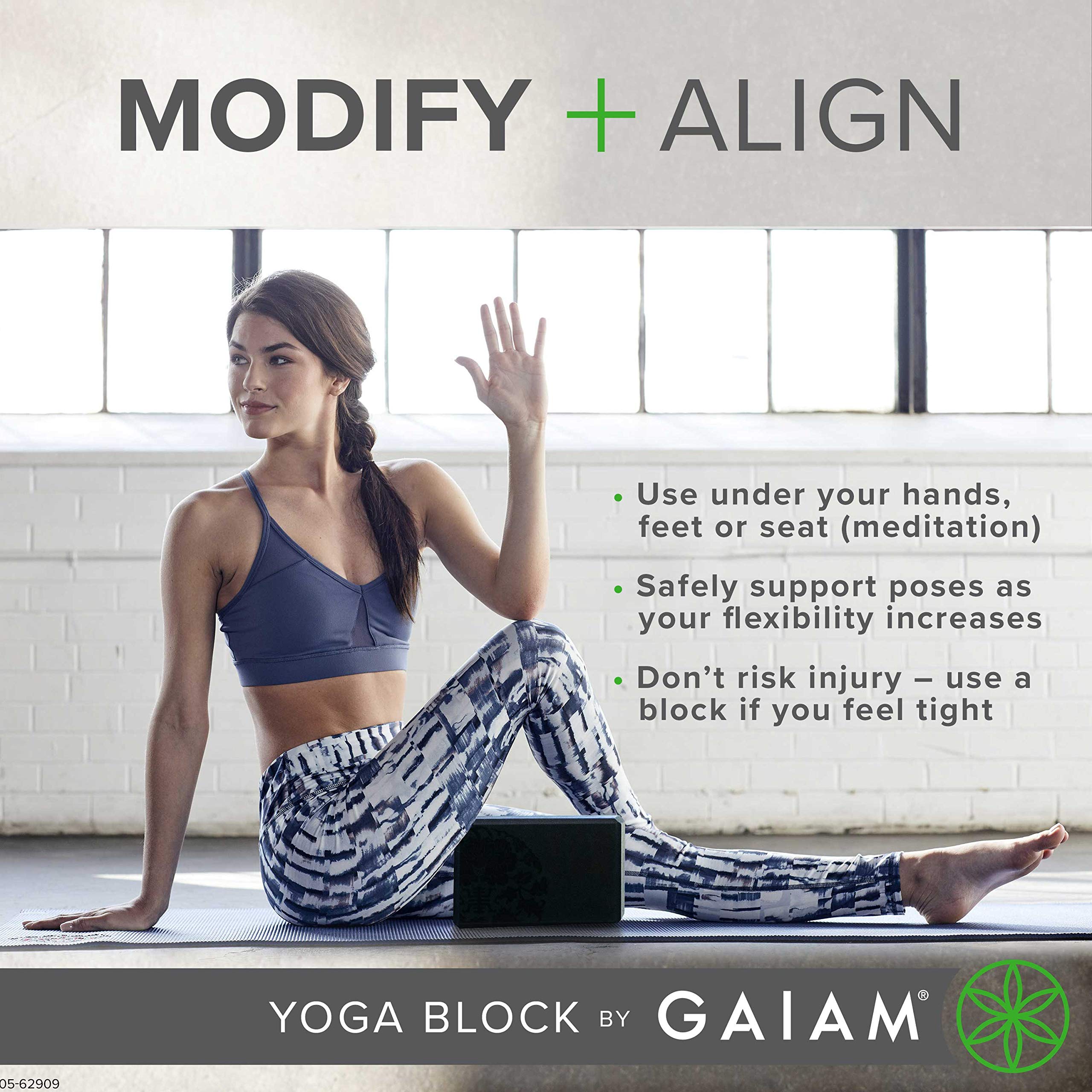 Gaiam Yoga Block - Supportive Latex-Free EVA Foam Soft Non-Slip Surface for Yoga, Pilates, Meditation, Storm Gray