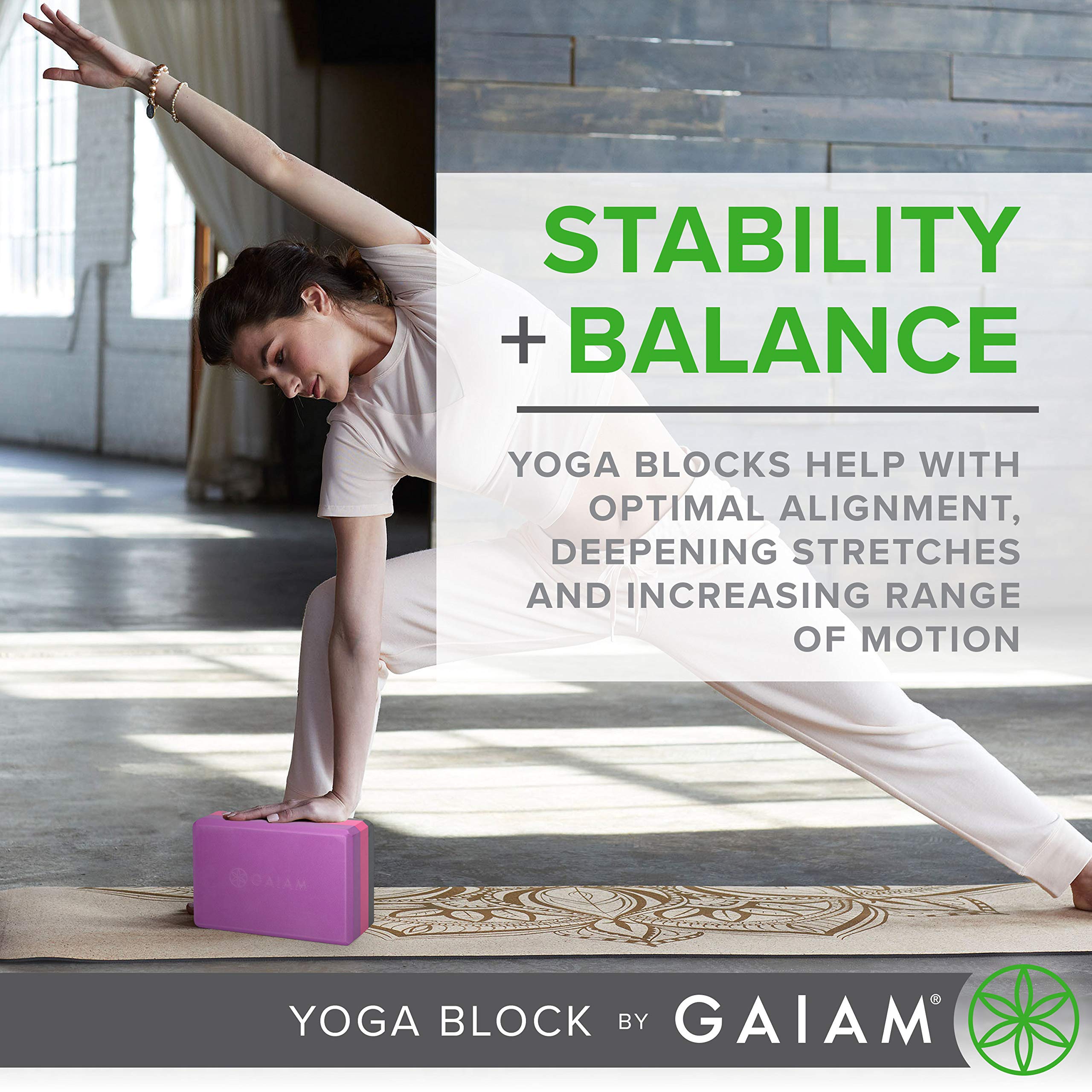 Gaiam Yoga Block - Supportive Latex-Free EVA Foam Soft Non-Slip Surface for Yoga, Pilates, Meditation, Storm Gray