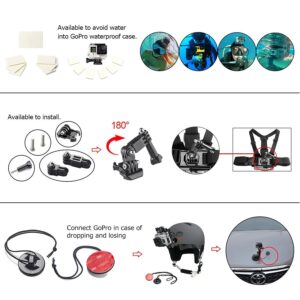 Soft Digits Accessories Bundle Kit for GoPro Hero 5/4/3/2/1 Action Camera Accessory Set for Ourdoor Sports in Swimming Diving Rowing Climbing Bike Riding（44 Items)